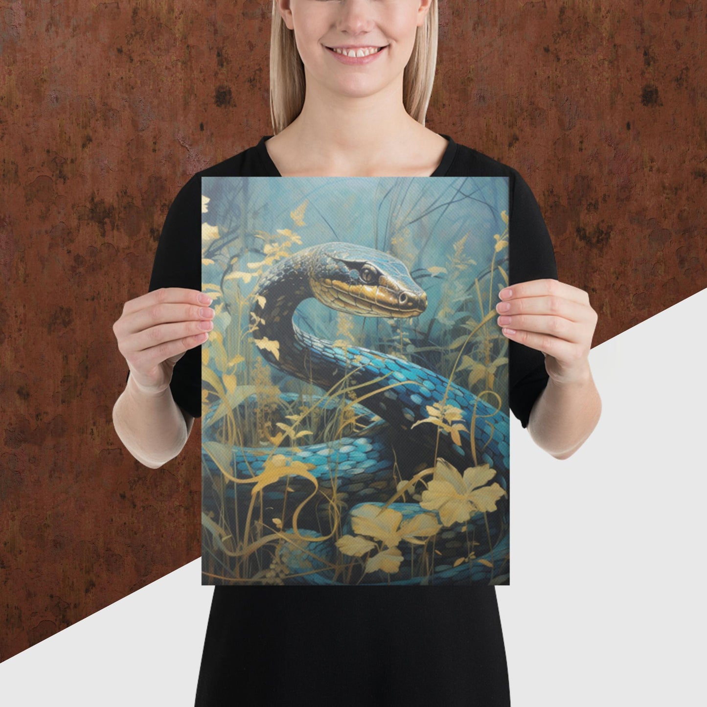 Dark Turquoise Snake Canvas Poster