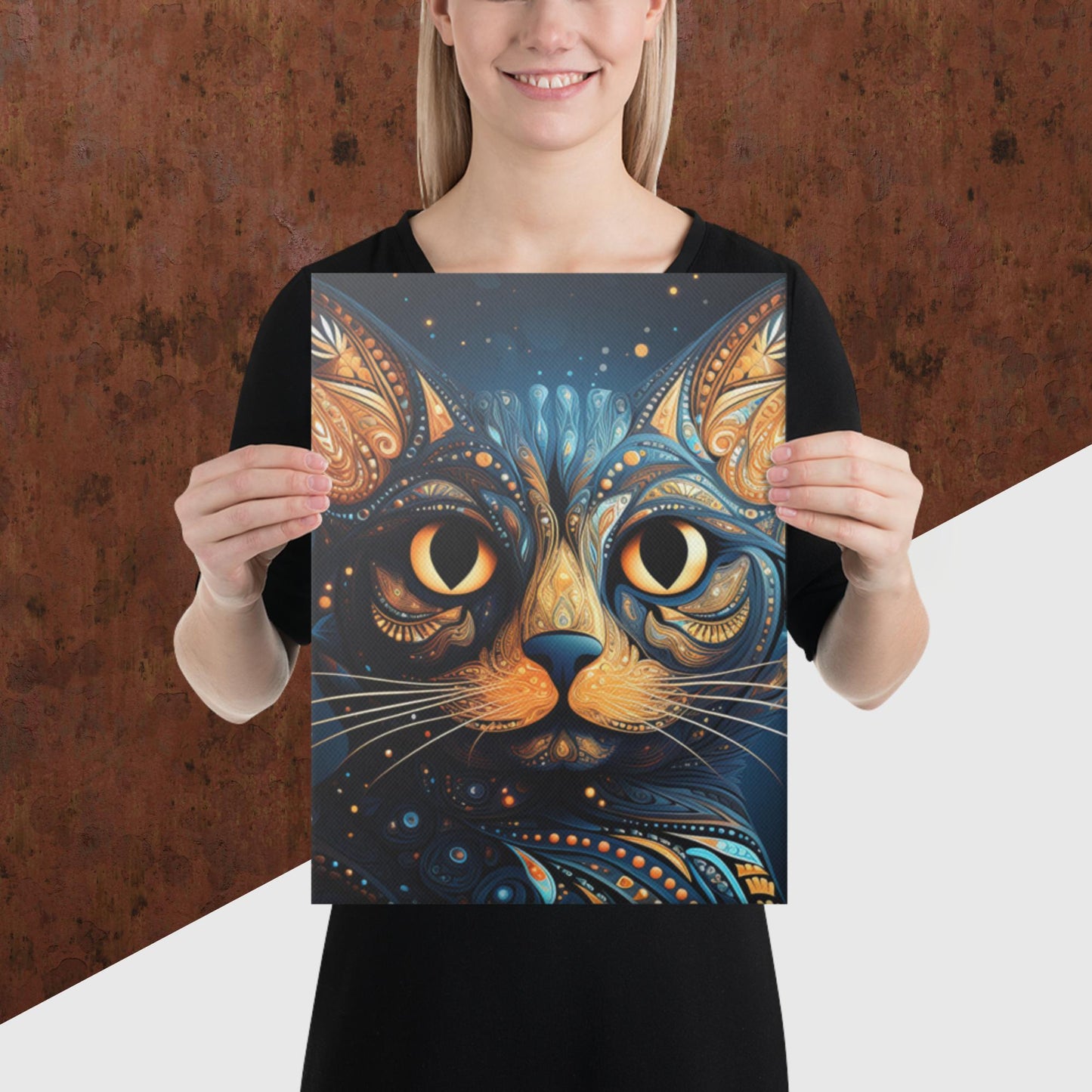 Dot Art Cat Canvas Poster