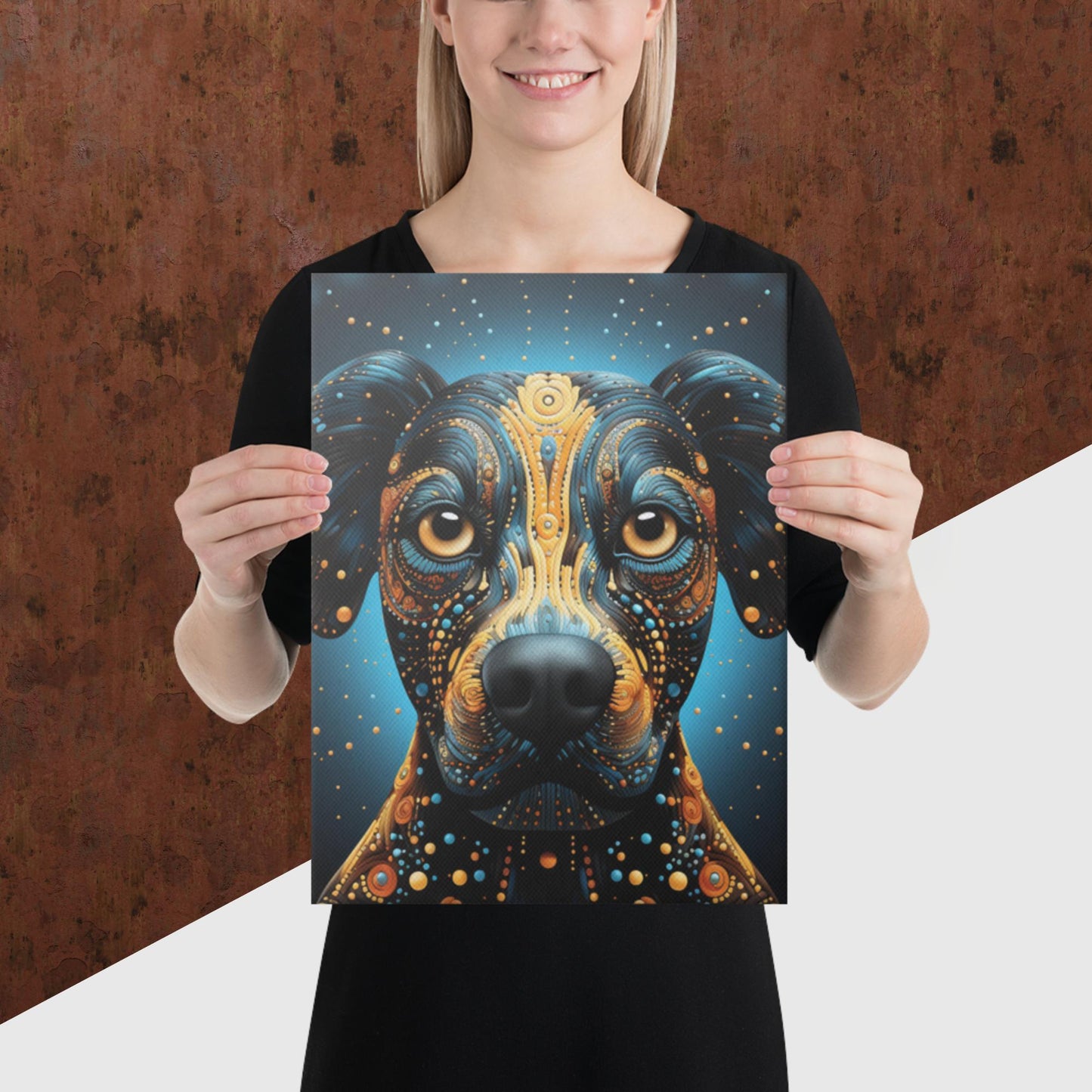 Dot Art Dog Canvas Poster