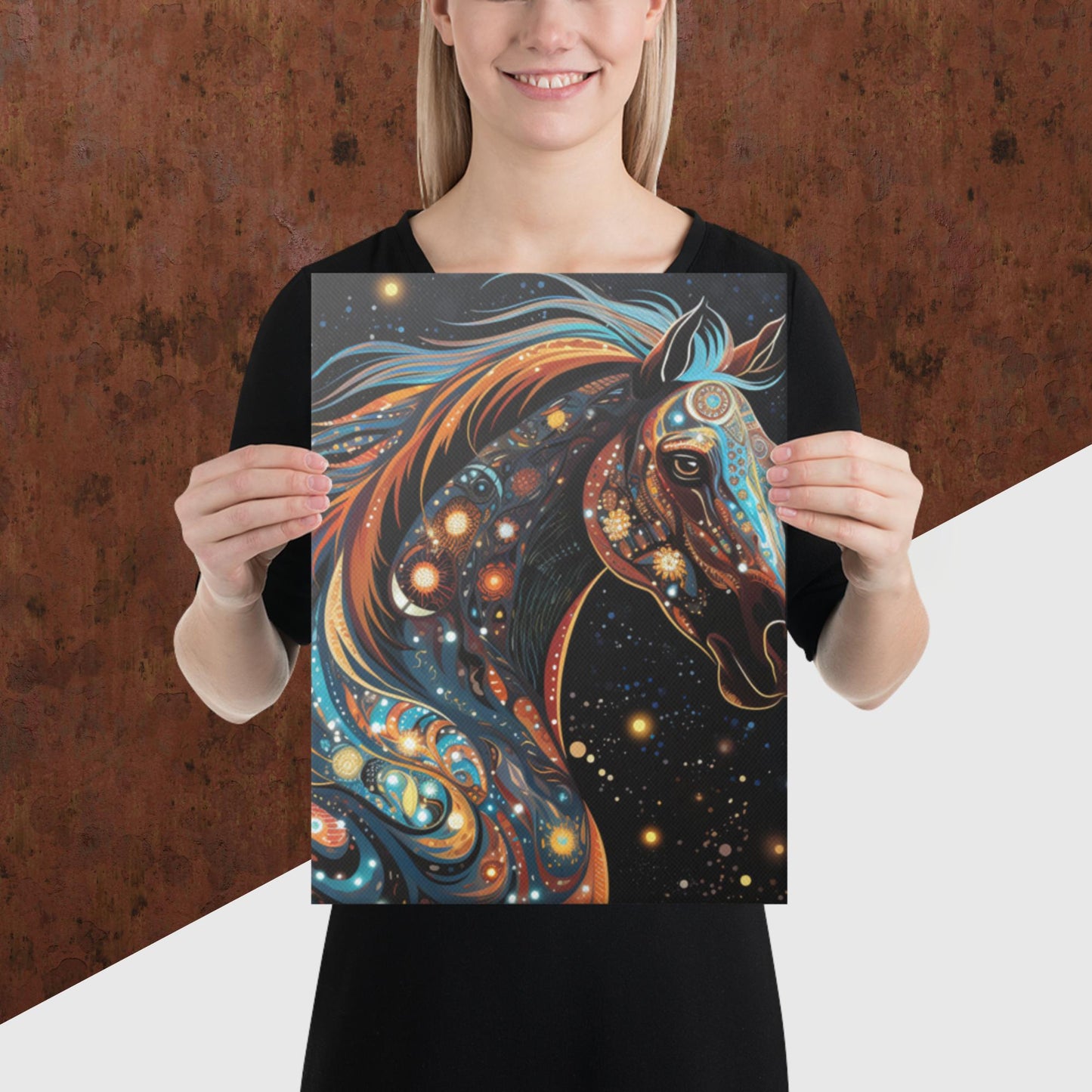 Dot Art Horse Canvas Poster