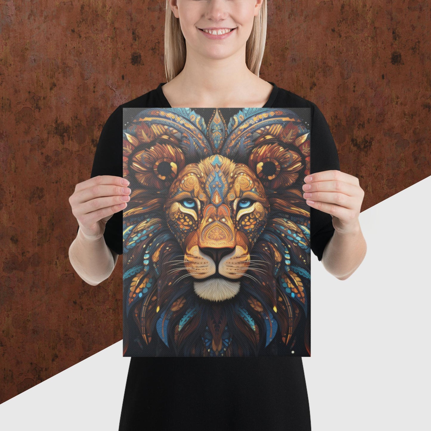 Dot Art Lion Canvas Poster