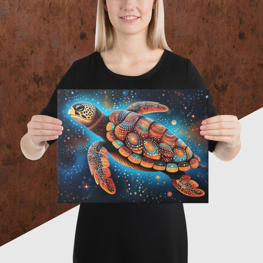 Dot Art Turtle Canvas Poster