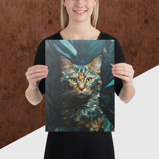 Blue Gold Cat Canvas Poster