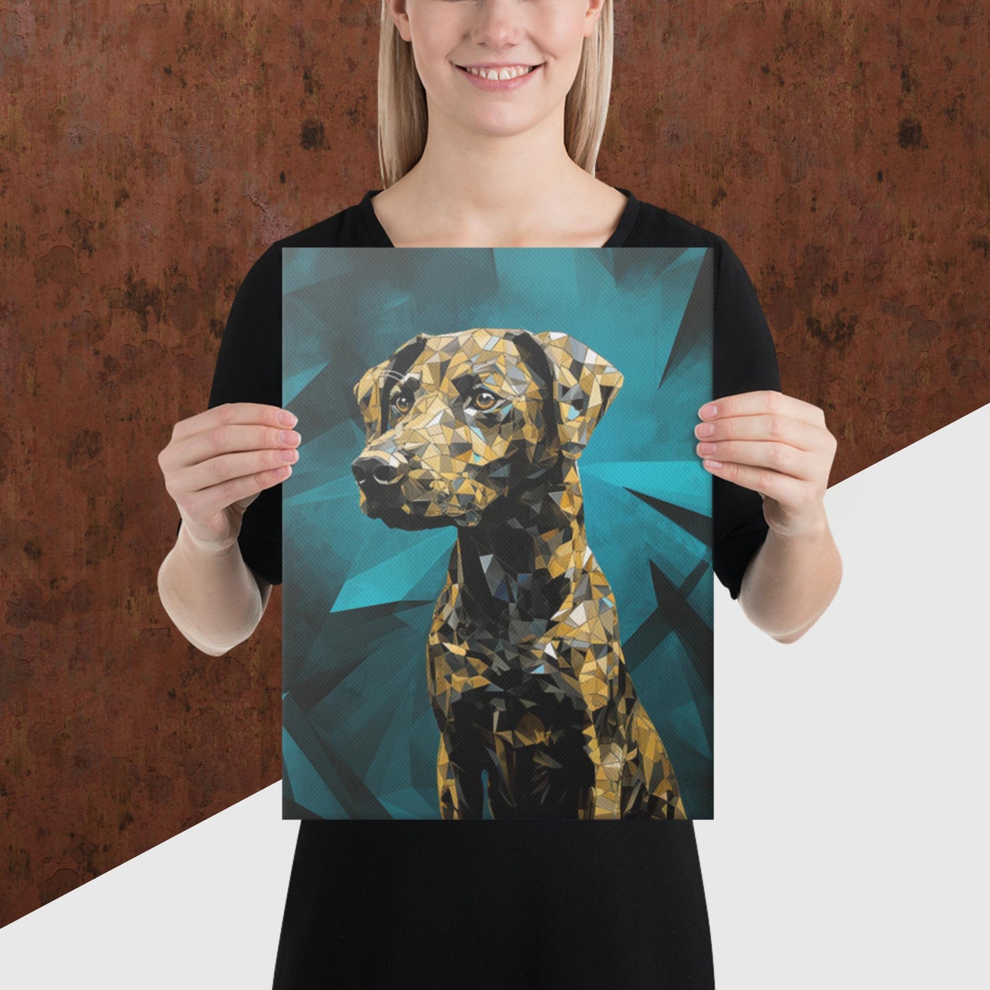 Blue Gold Dog Canvas Poster