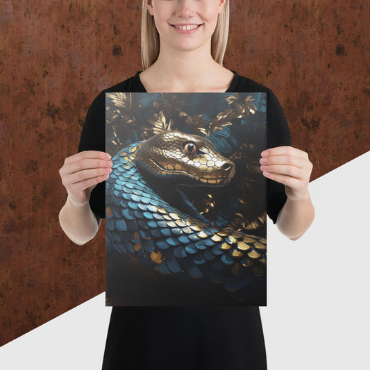 Blue Gold Snake Canvas Poster