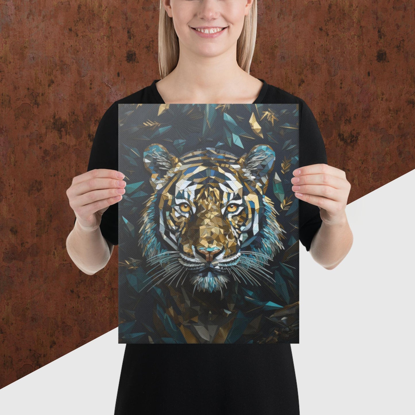 Blue Gold Tiger Canvas Poster