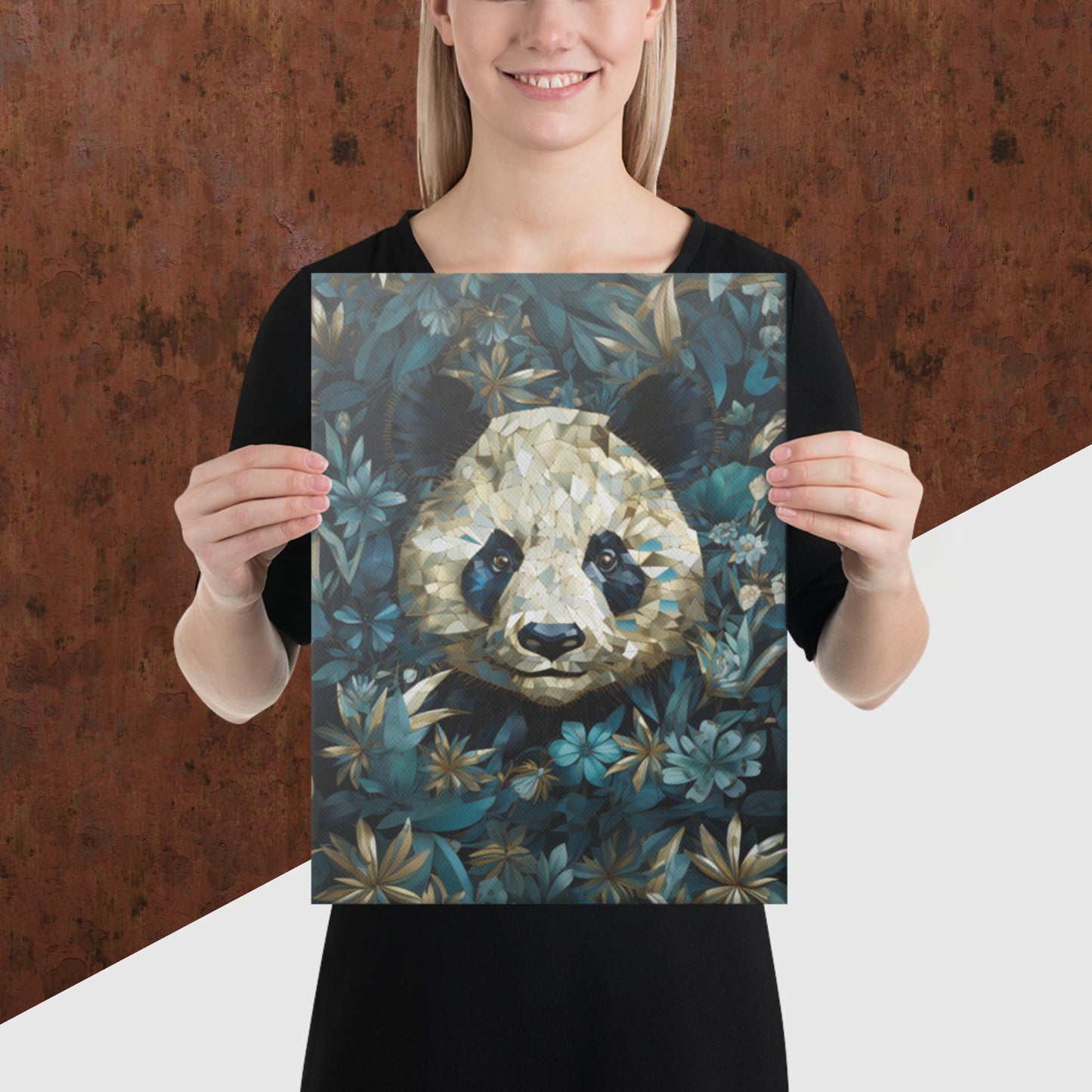 Blue Gold Panda Canvas Poster