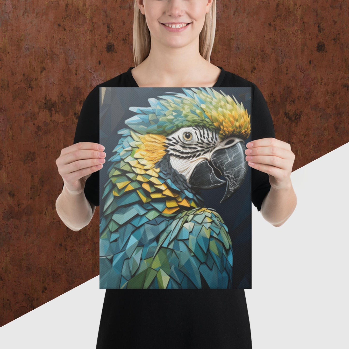 Blue Gold Parrot Canvas Poster