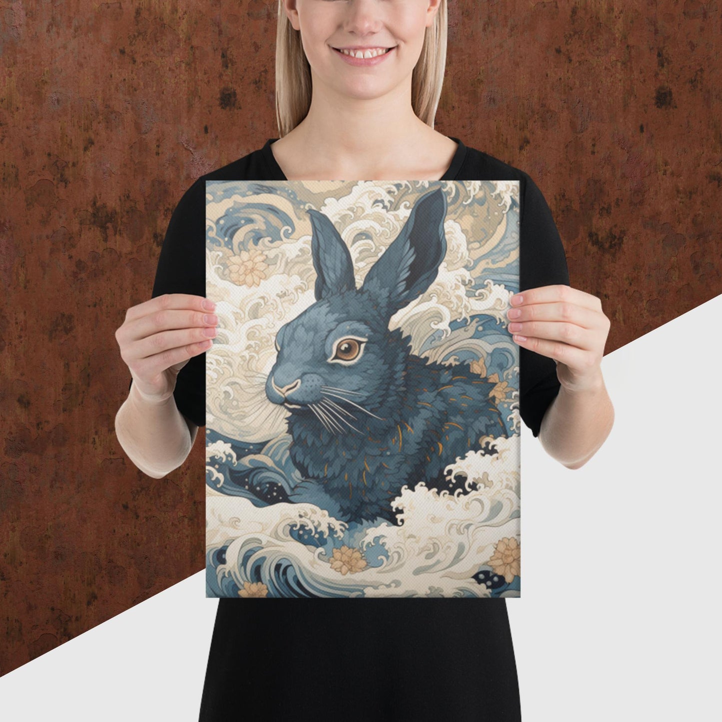 Ukiyo-e Rabbit Canvas Poster