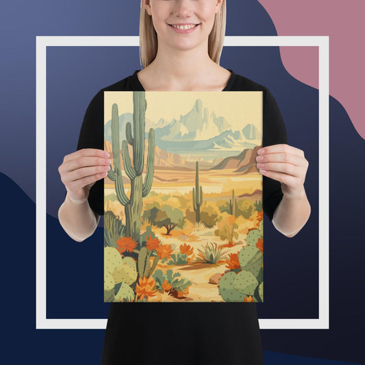 Mountainous Desert Life Canvas Poster