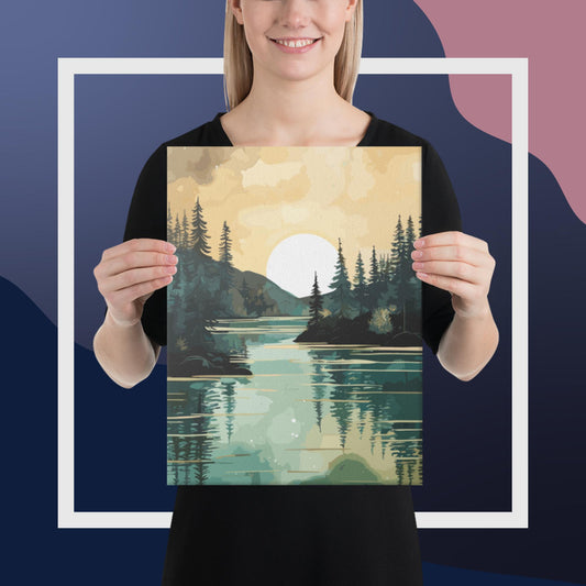 Forest Lake Sunset Canvas Poster