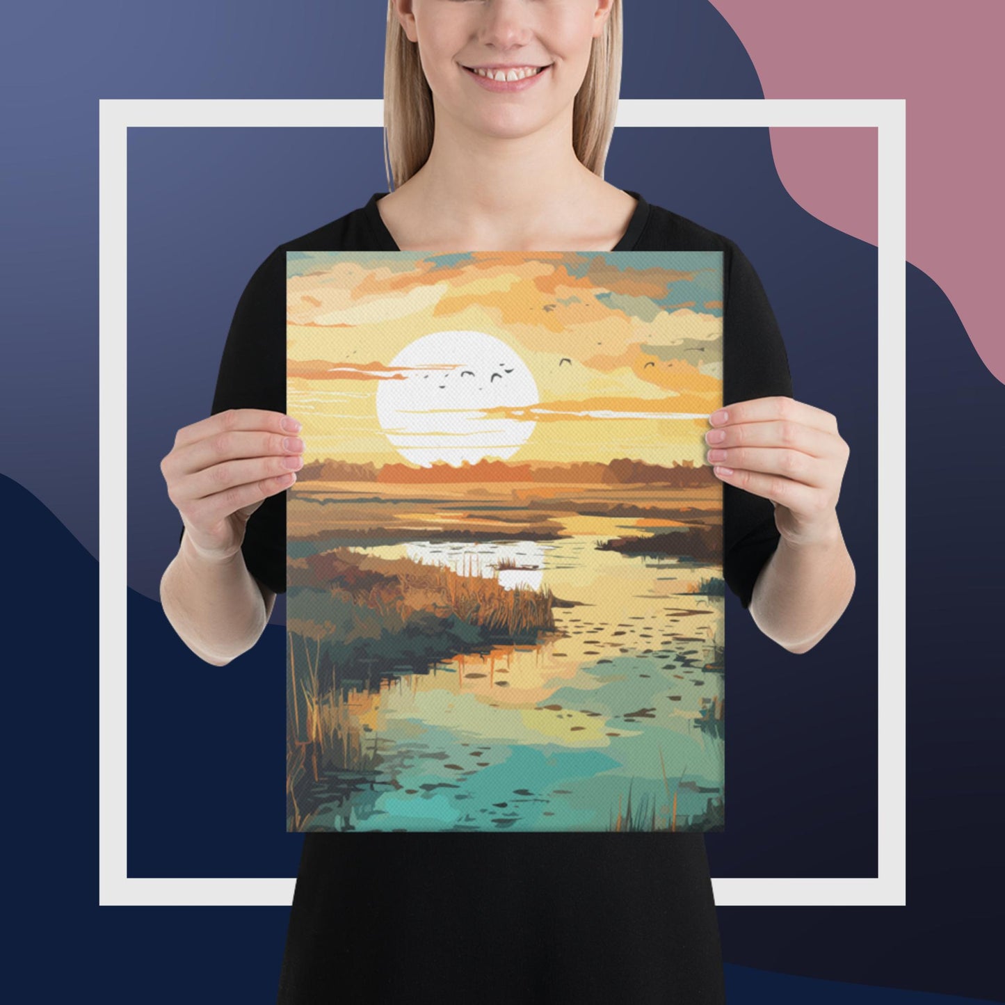 Marshland Sunset Canvas Poster