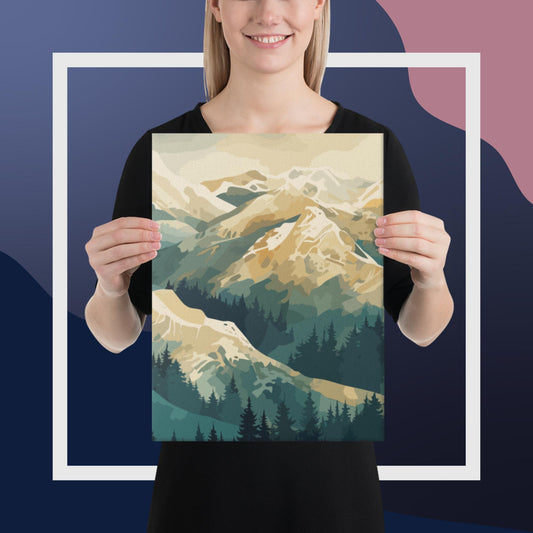 Winter Forest Mountains Canvas Poster