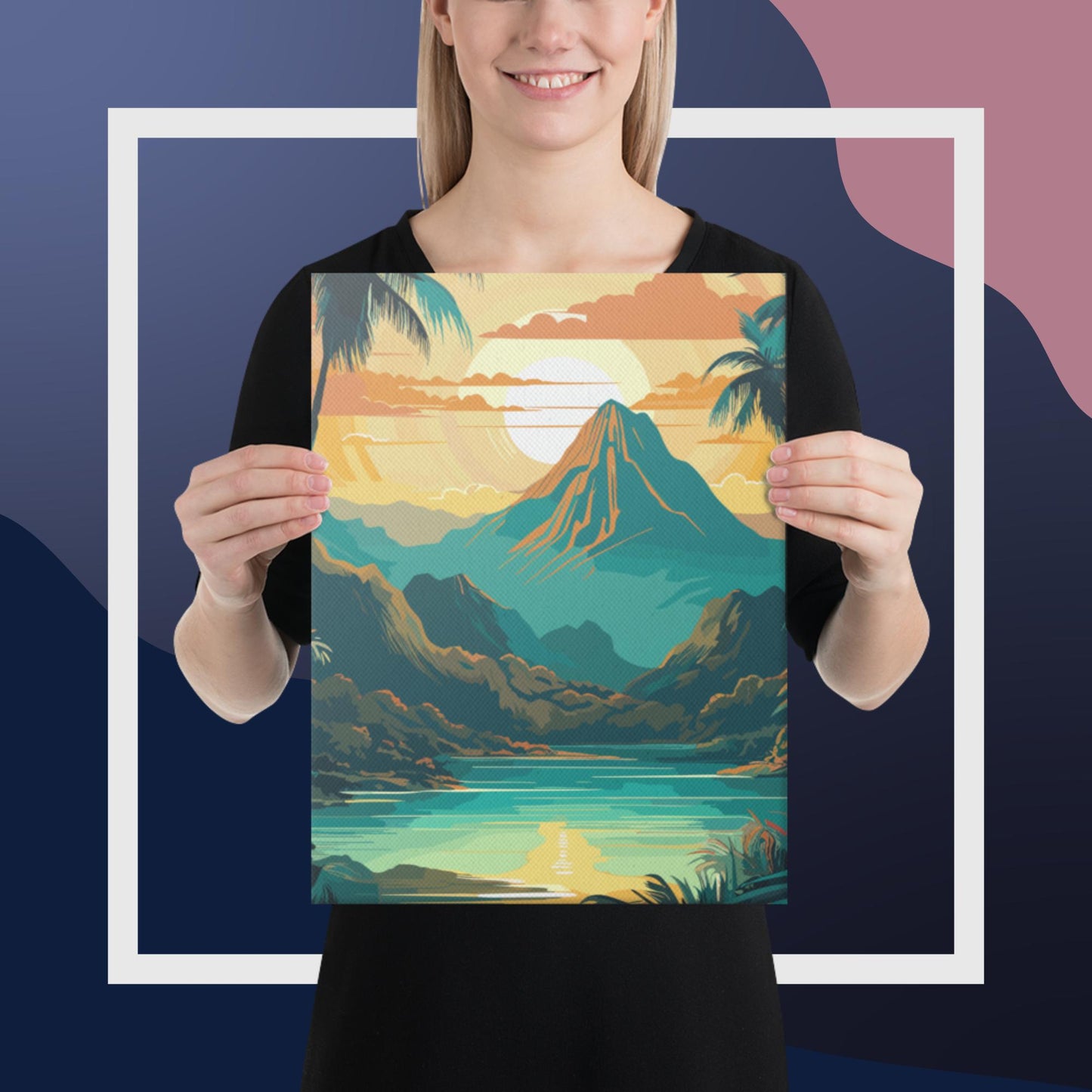 Rainforest Mountain Sunset Canvas Poster