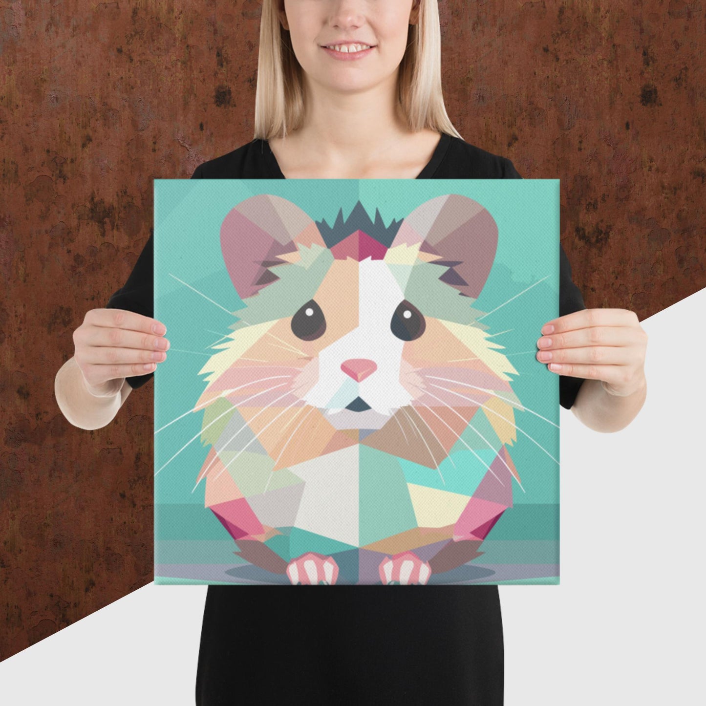 Green and Pink Hamster Canvas Poster