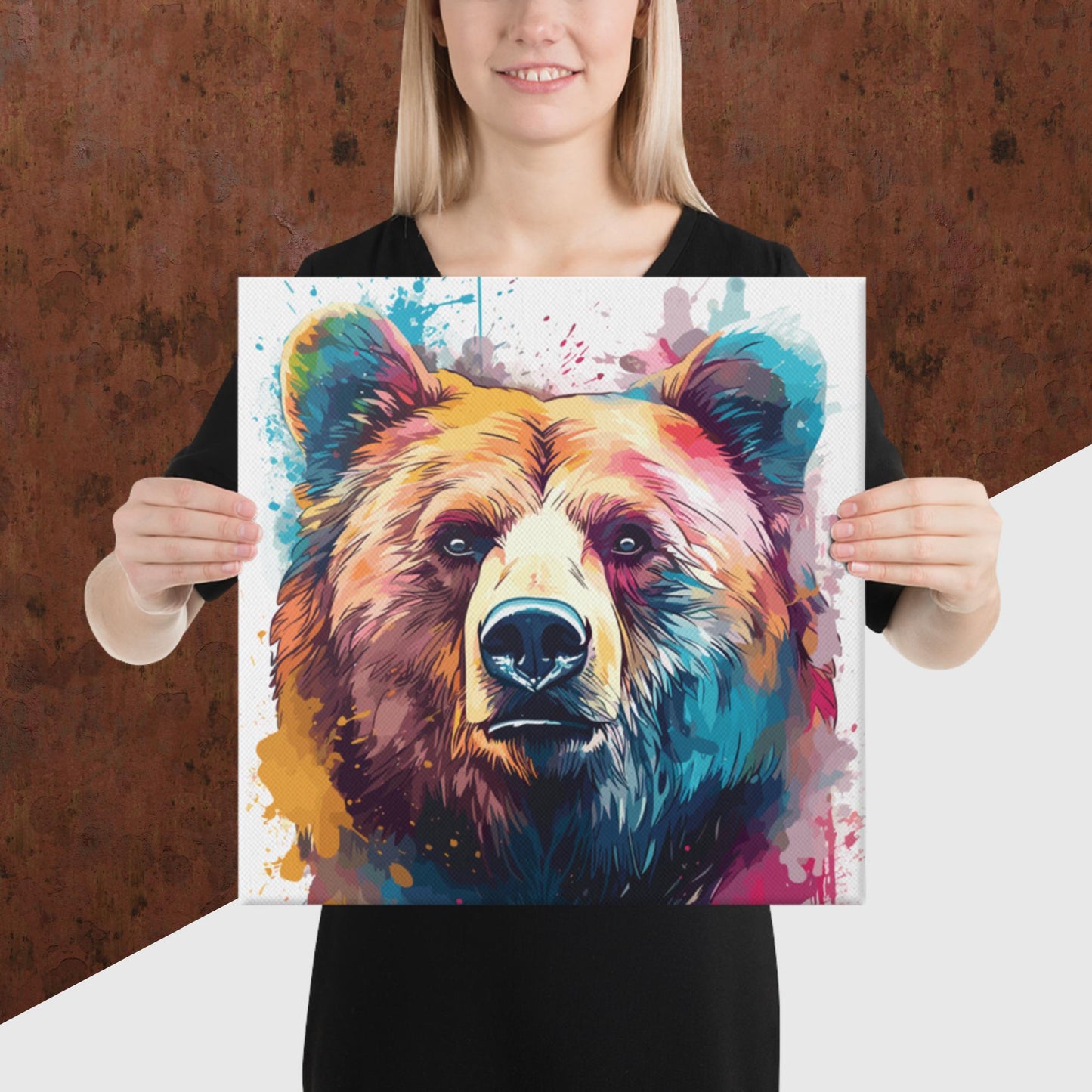 Rainbow Paint Bear Canvas Poster