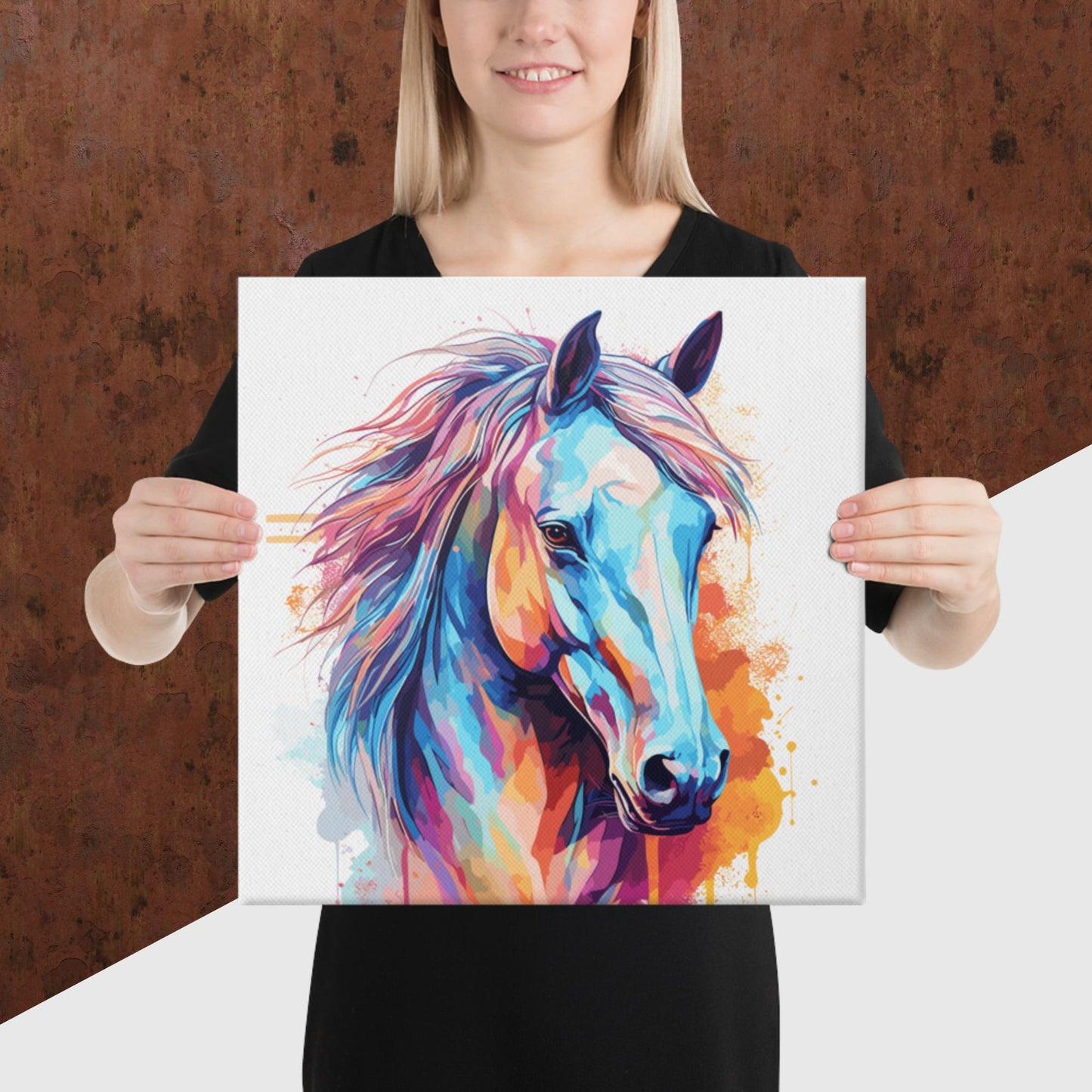 Rainbow Paint Horse Canvas Poster