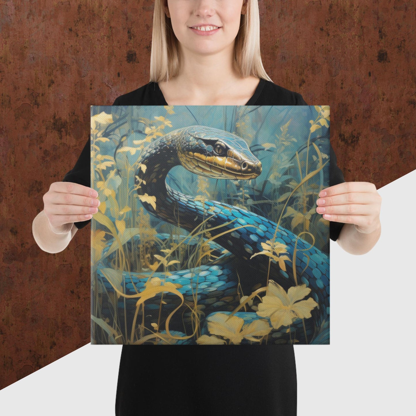 Dark Turquoise Snake Canvas Poster