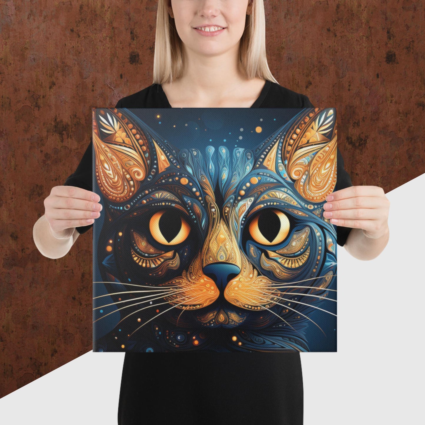 Dot Art Cat Canvas Poster