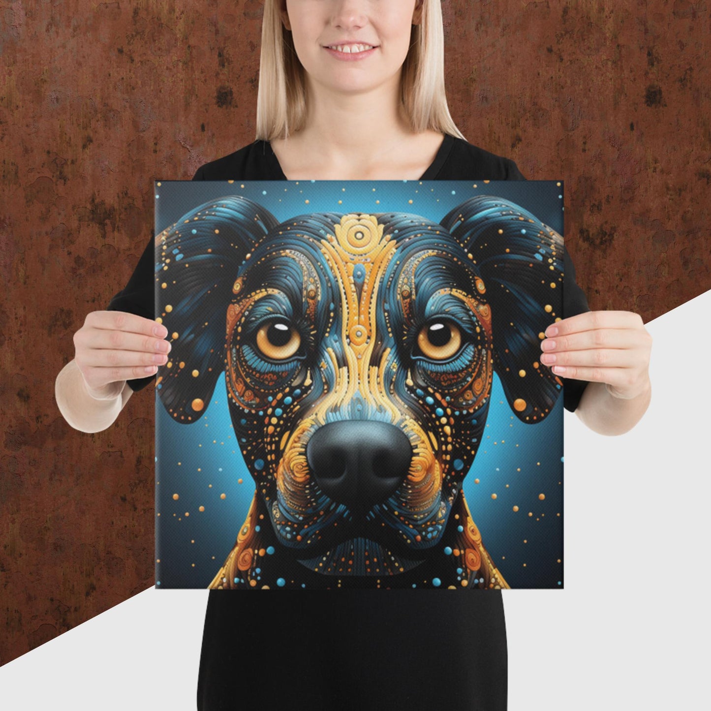 Dot Art Dog Canvas Poster