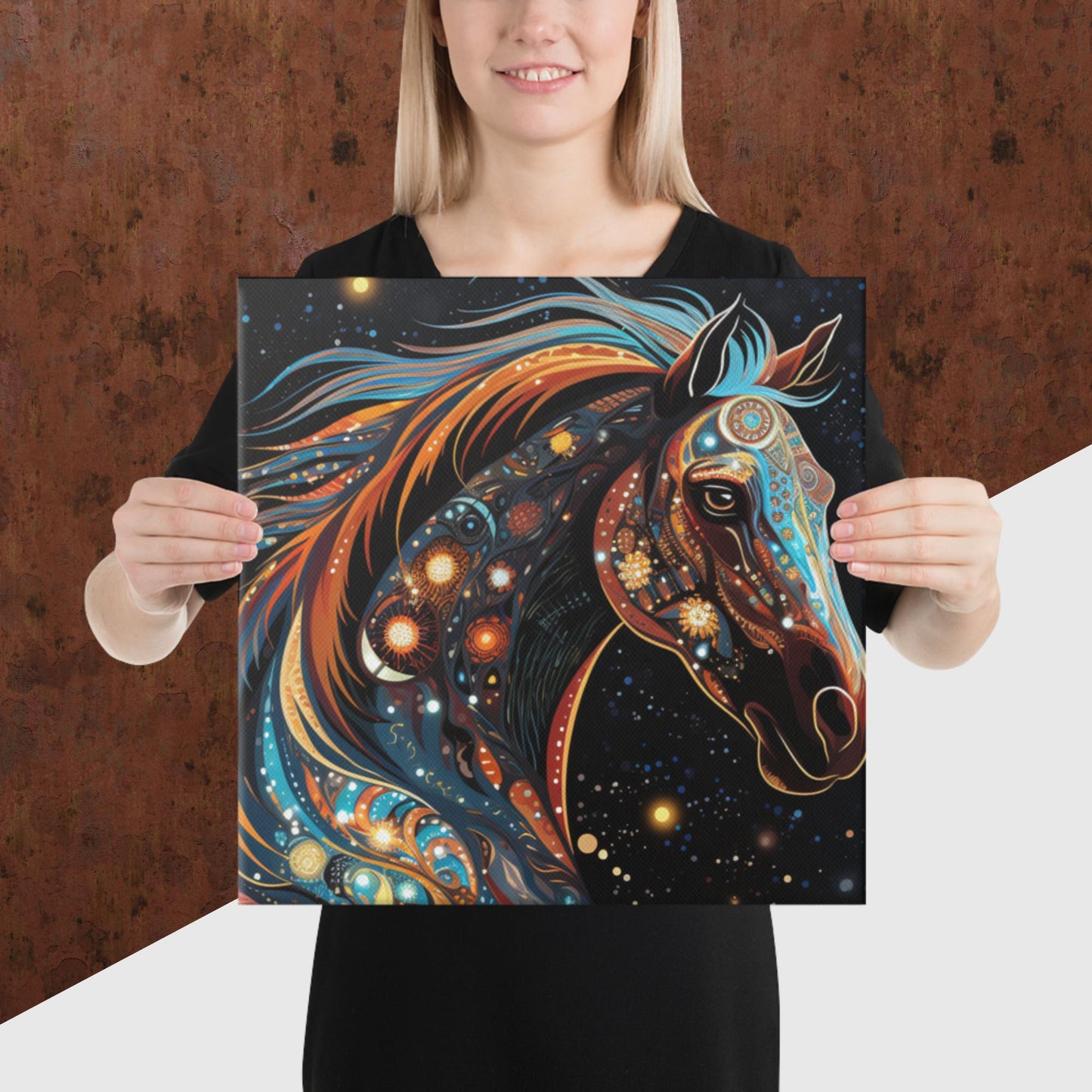 Dot Art Horse Canvas Poster