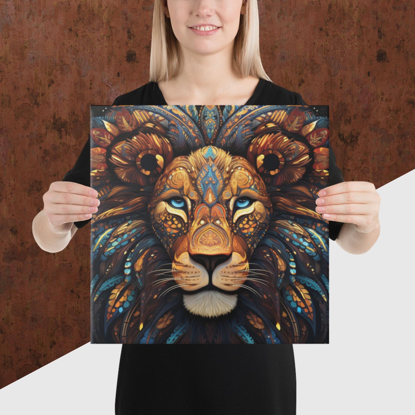 Dot Art Lion Canvas Poster