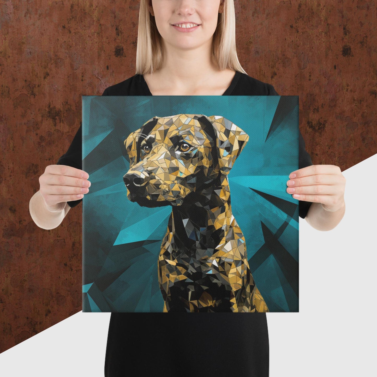 Blue Gold Dog Canvas Poster