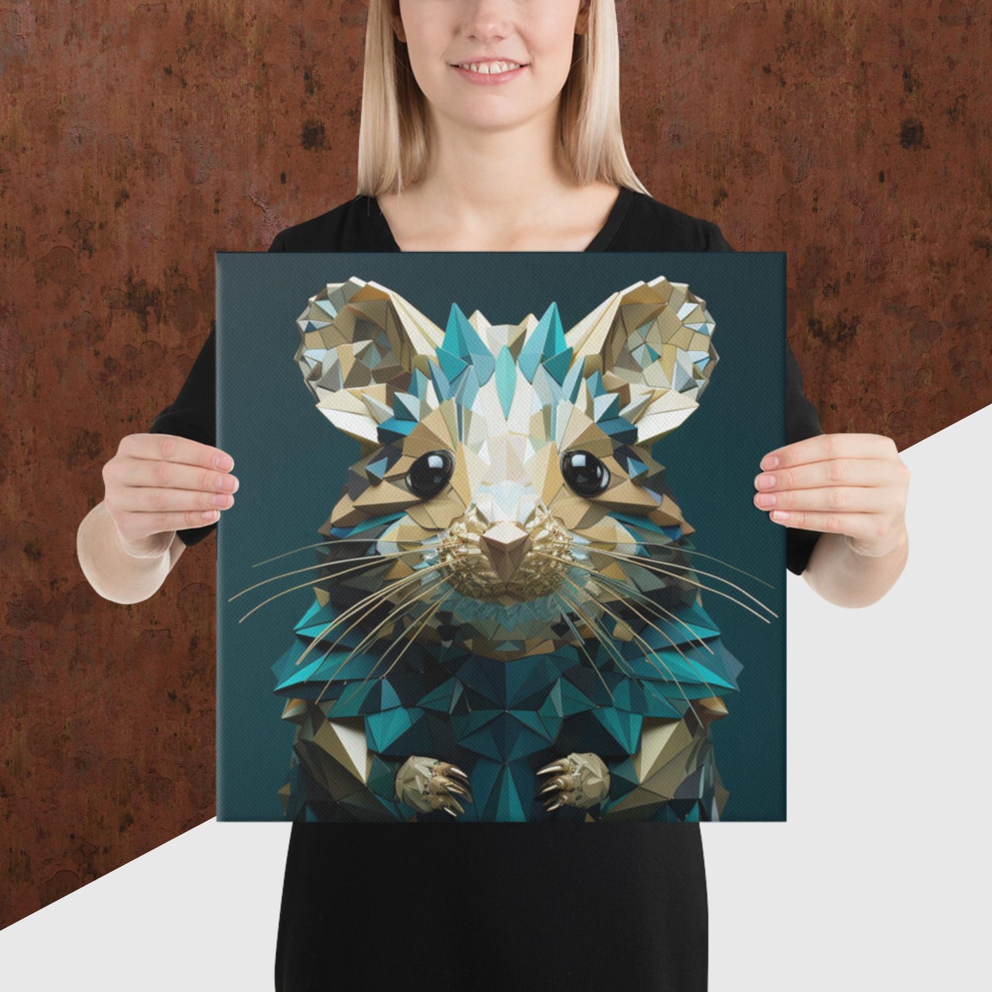 Blue Gold Hamster Canvas Poster