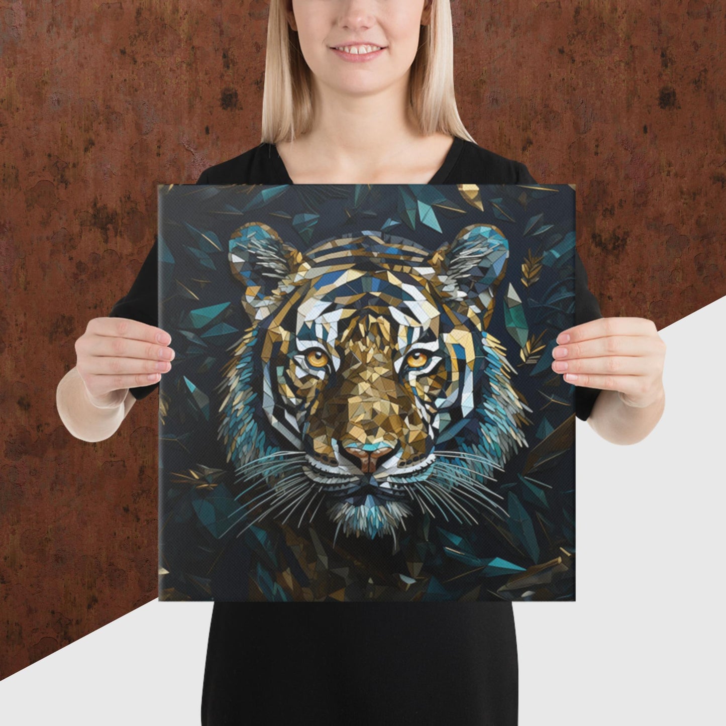 Blue Gold Tiger Canvas Poster