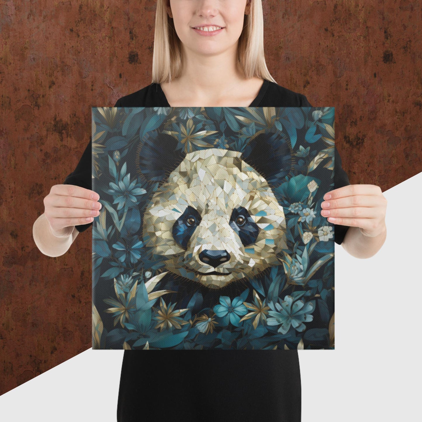 Blue Gold Panda Canvas Poster