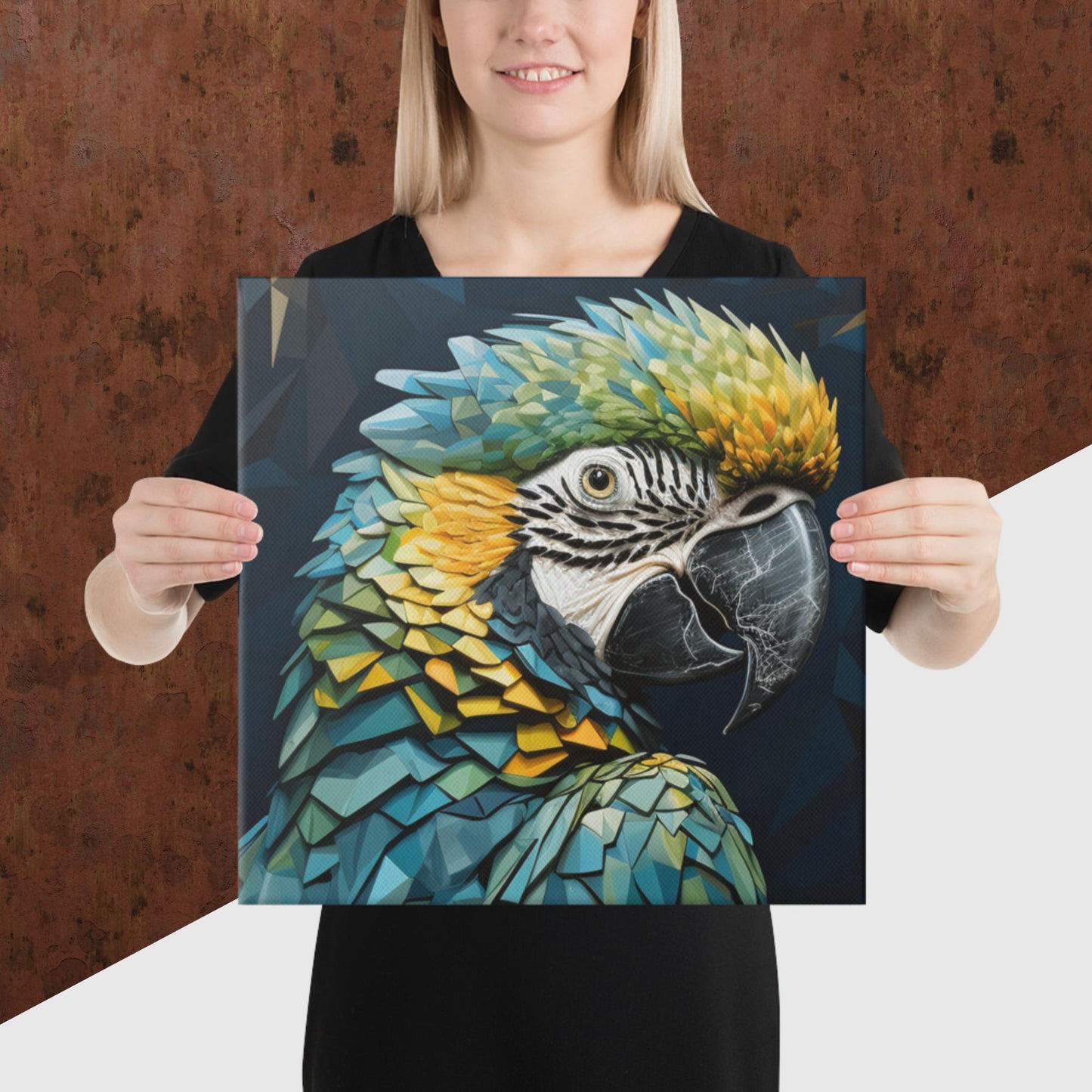 Blue Gold Parrot Canvas Poster