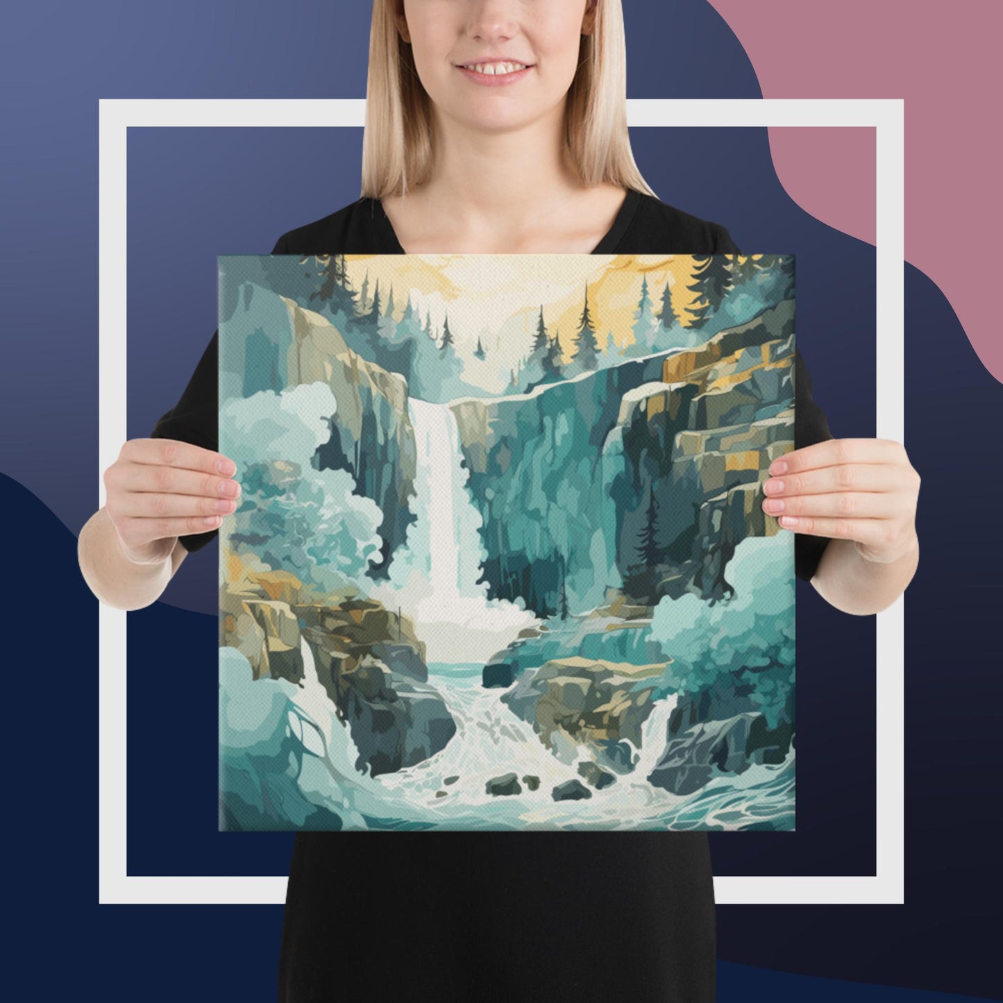 Roaring Forest Waterfall Canvas Poster