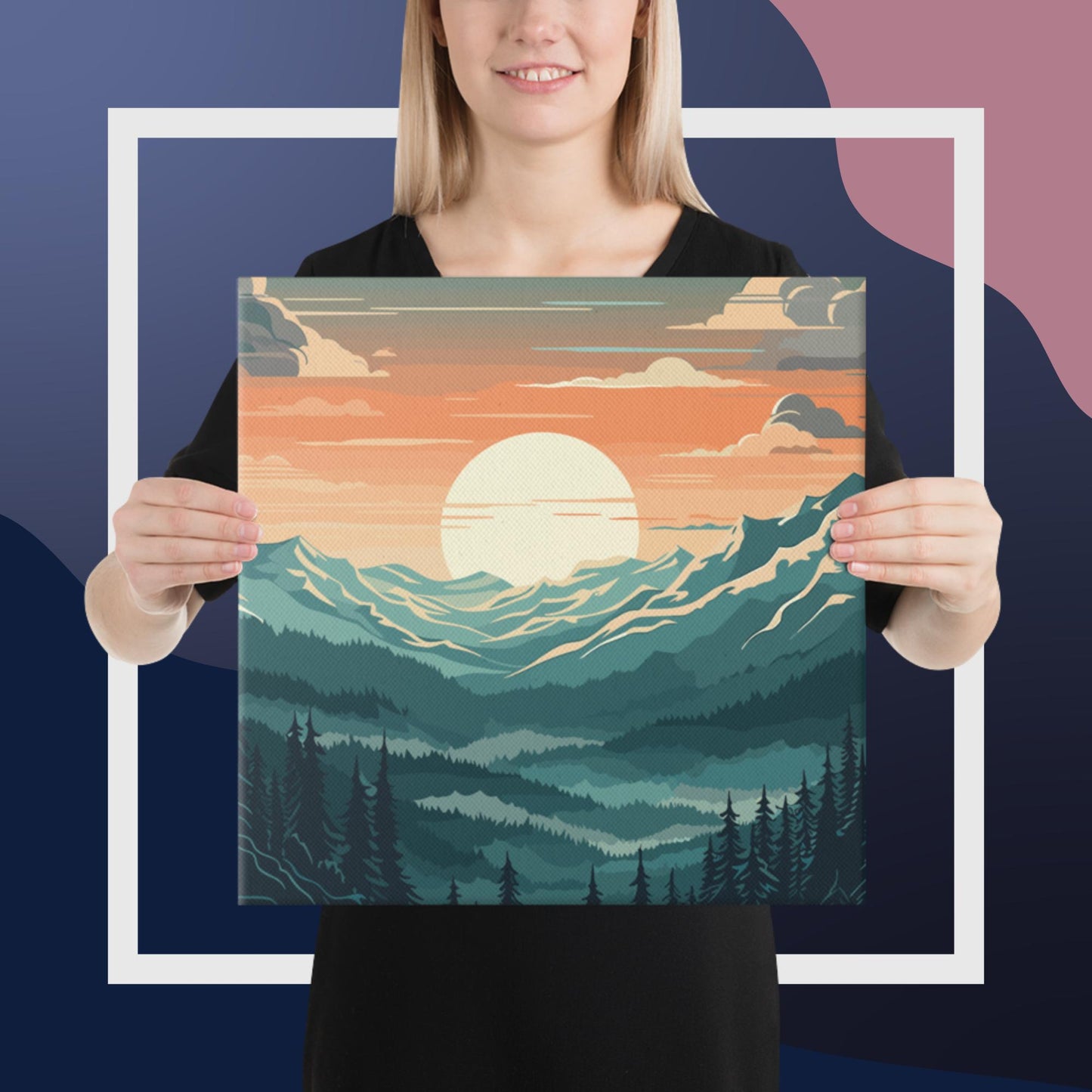 Forest Mountain Landscape Canvas Poster