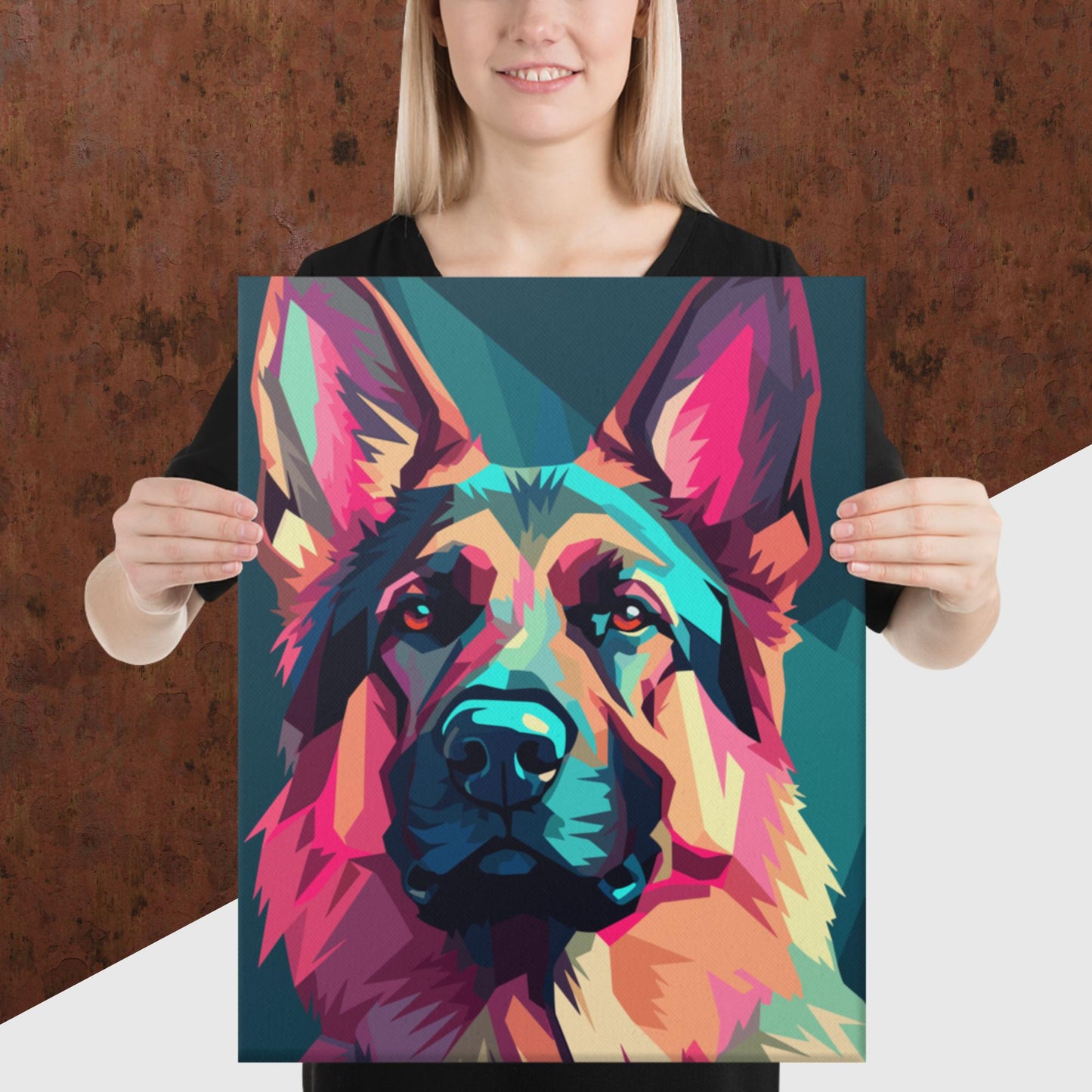 Green and Pink Dog Canvas Poster