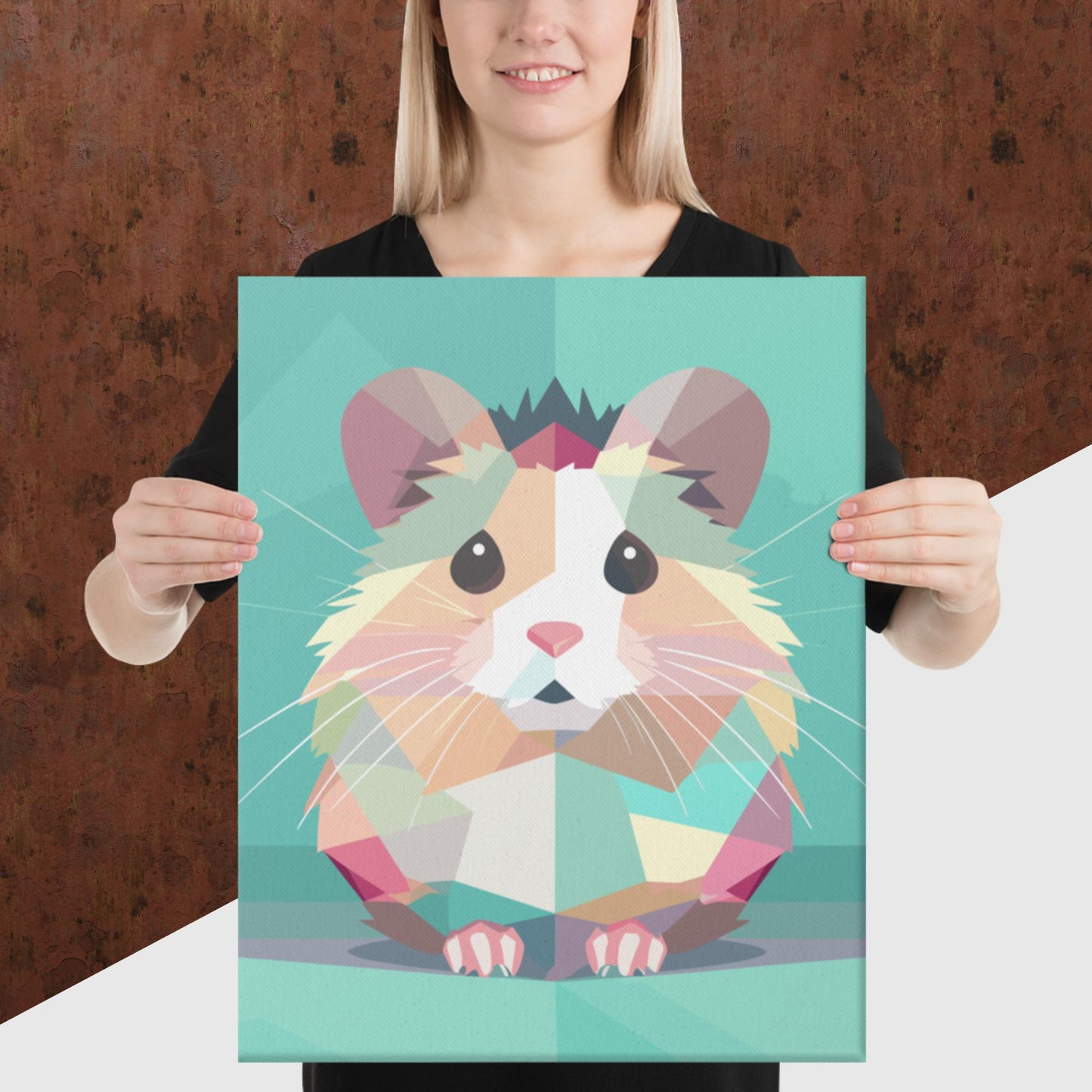 Green and Pink Hamster Canvas Poster