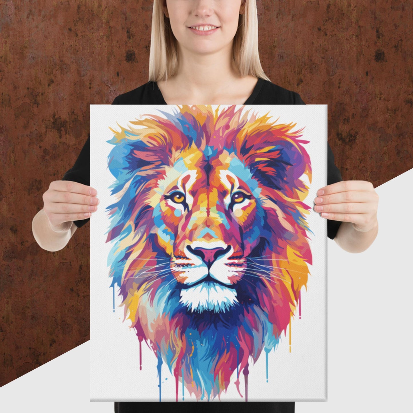 Rainbow Paint Lion Canvas Poster