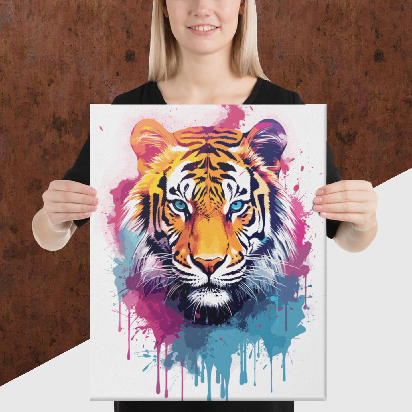 Rainbow Paint Tiger Canvas Poster