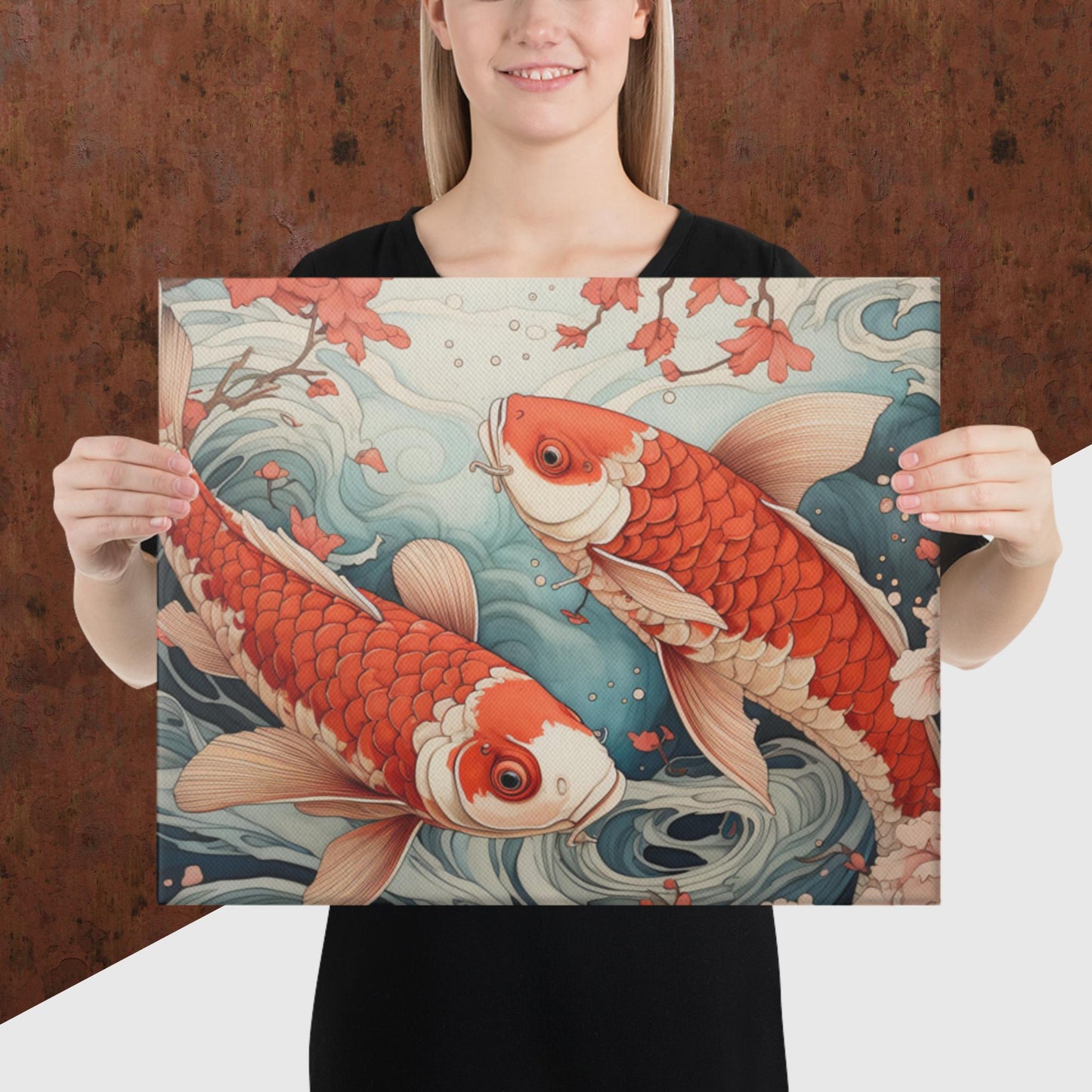 Ukiyo-e Koi Fish Canvas Poster