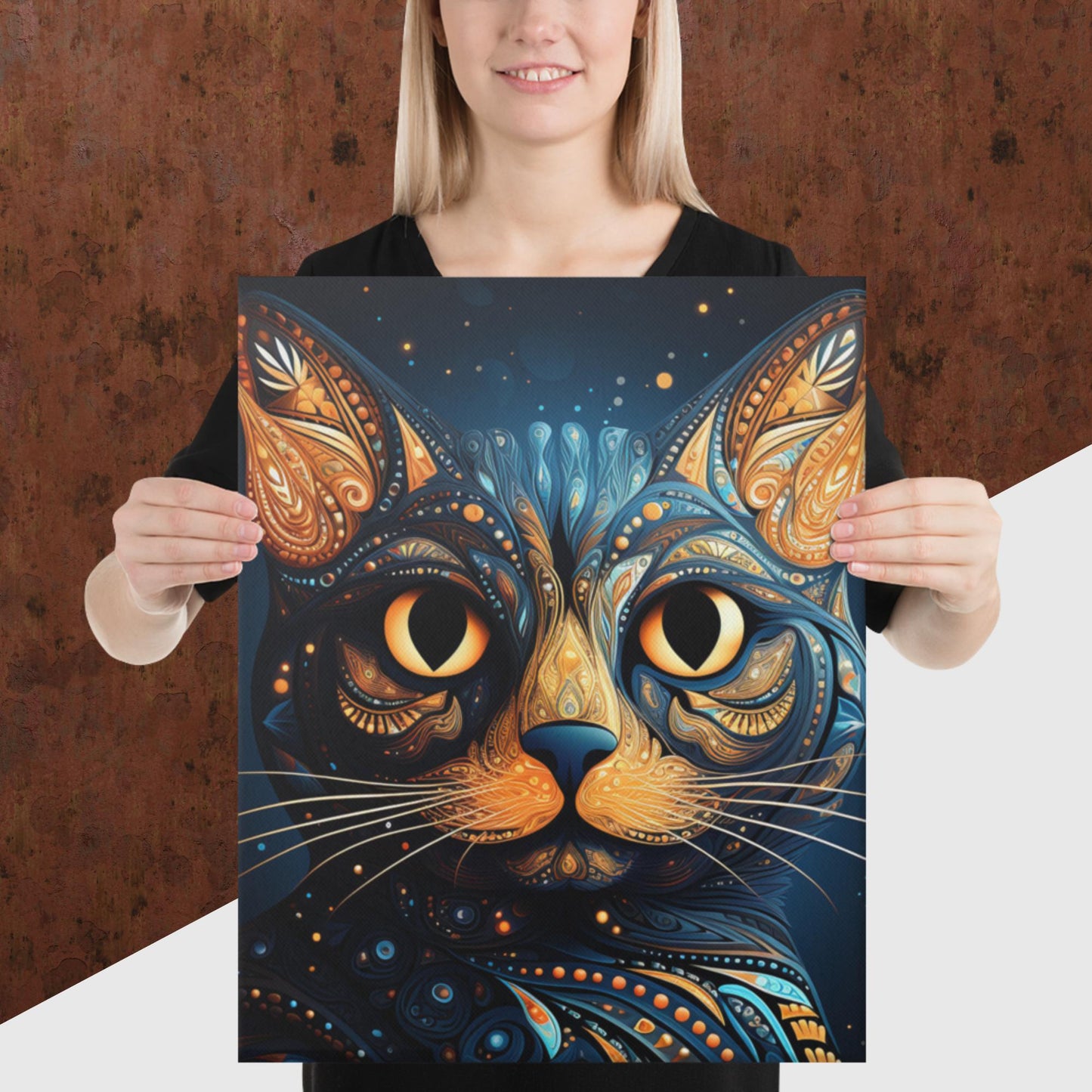 Dot Art Cat Canvas Poster