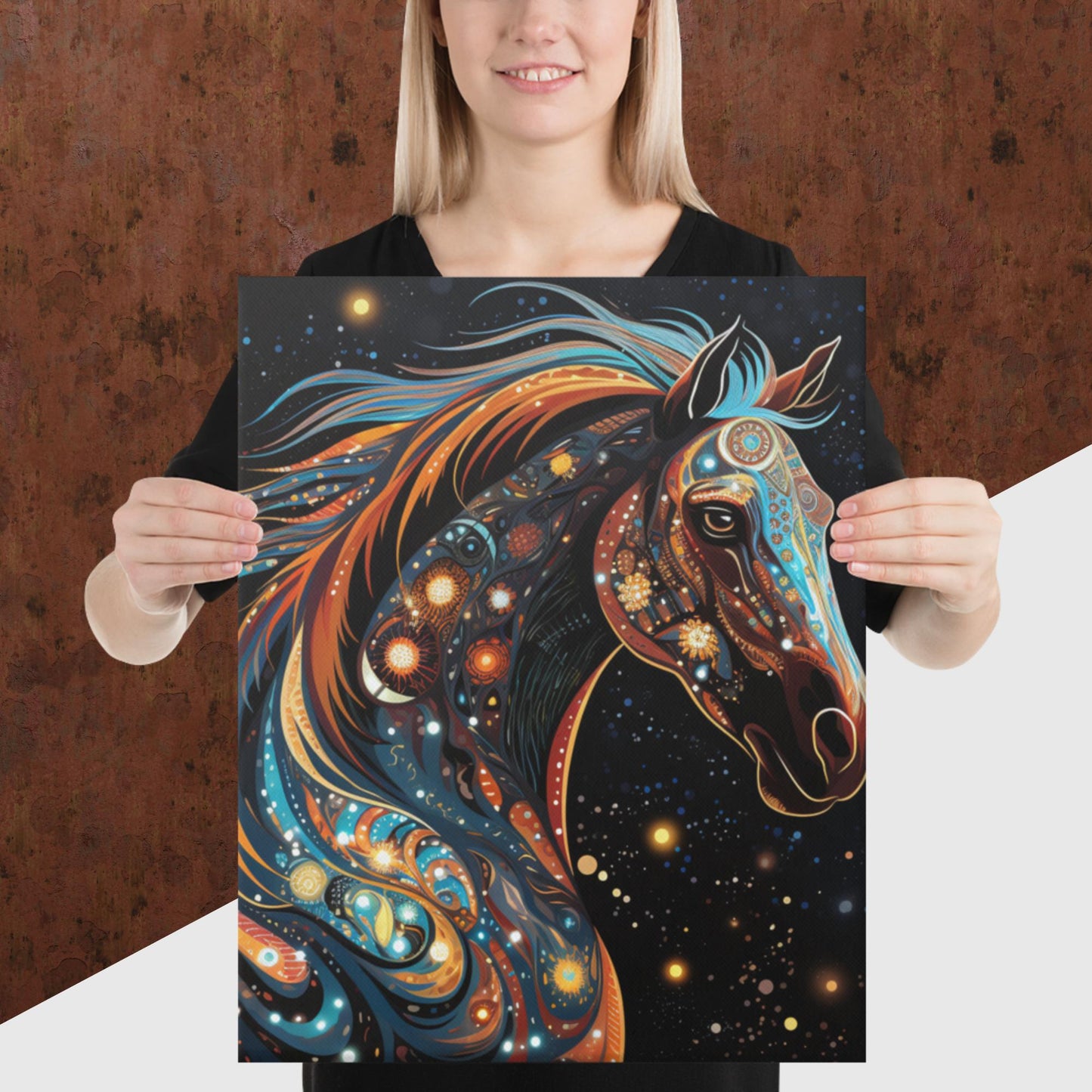 Dot Art Horse Canvas Poster