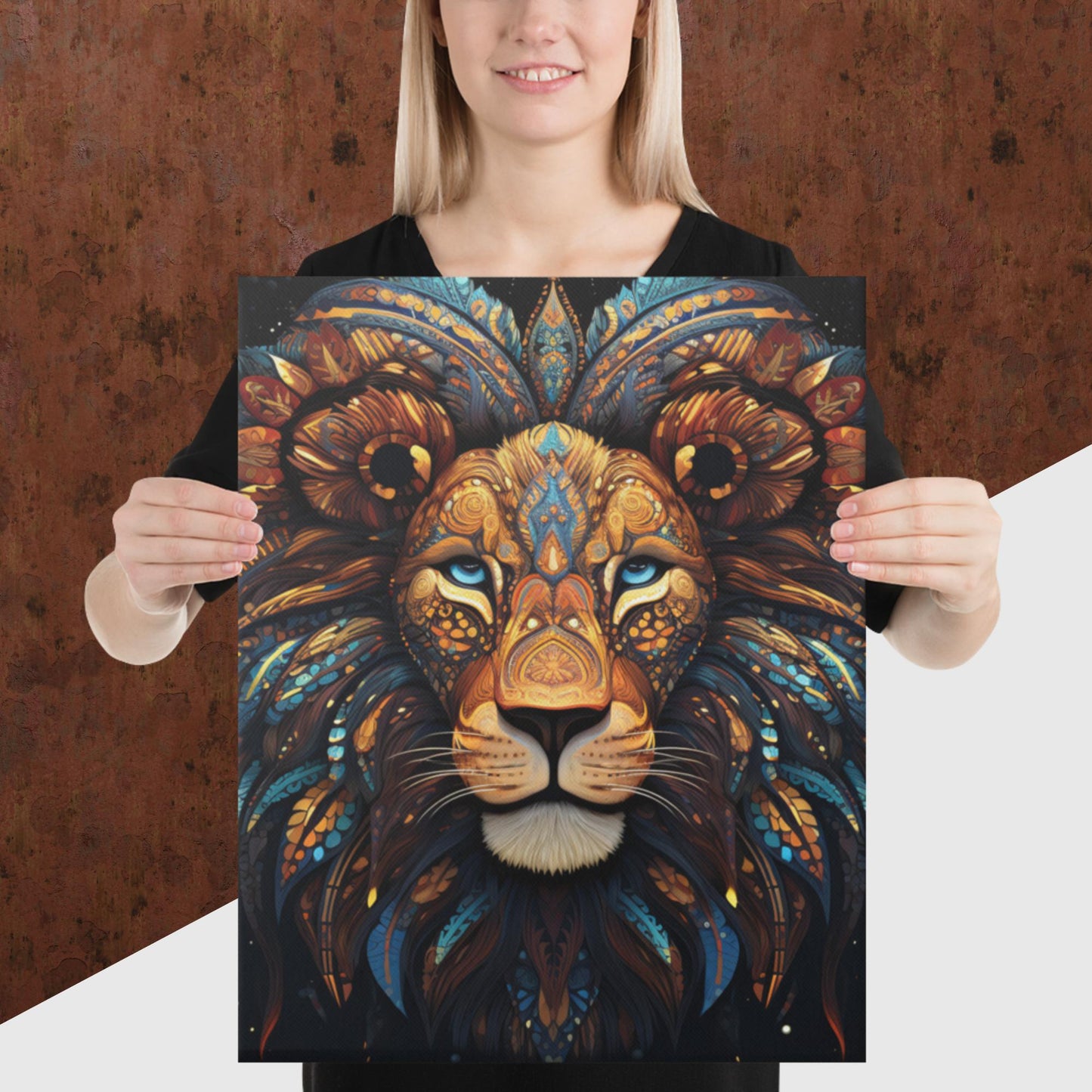 Dot Art Lion Canvas Poster