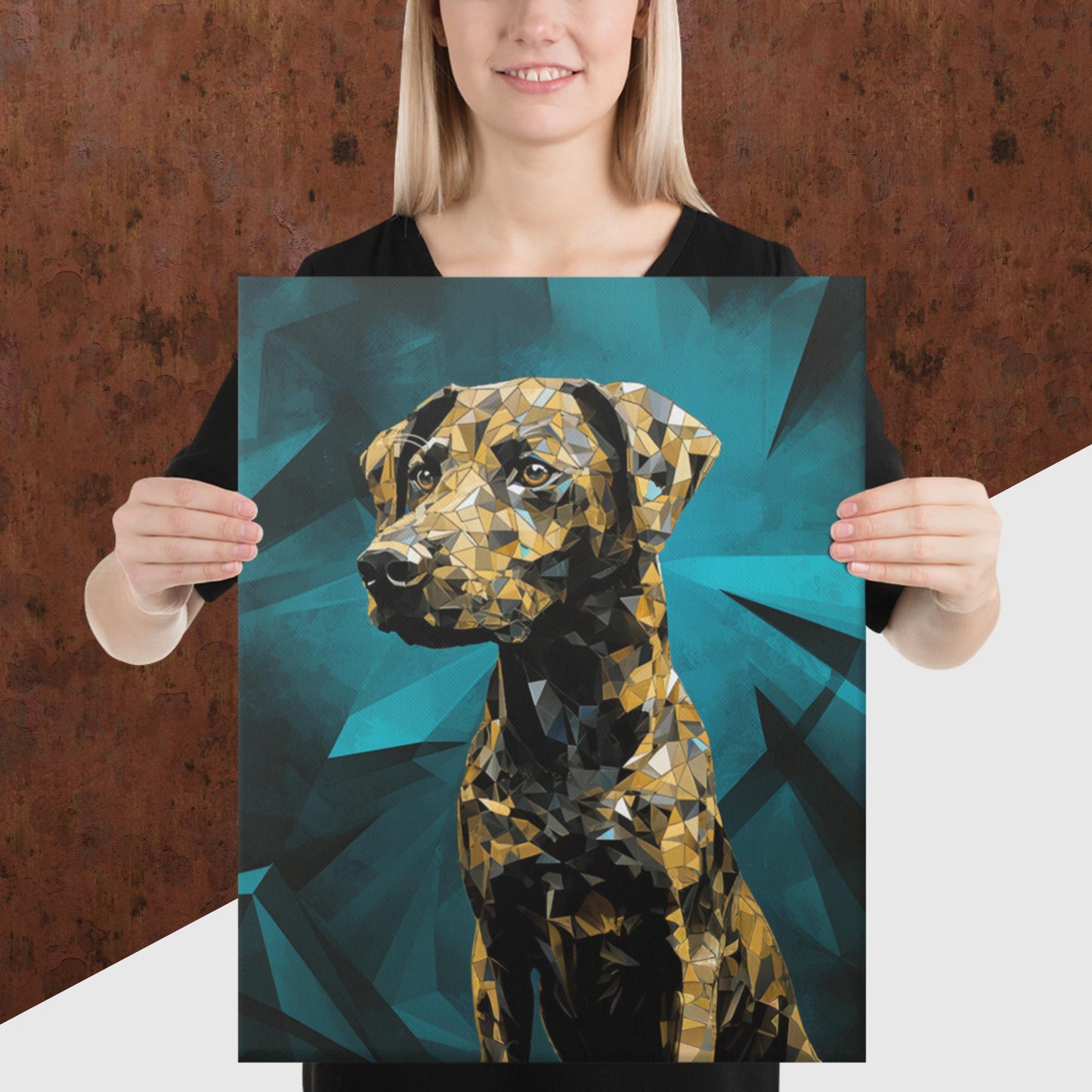 Blue Gold Dog Canvas Poster