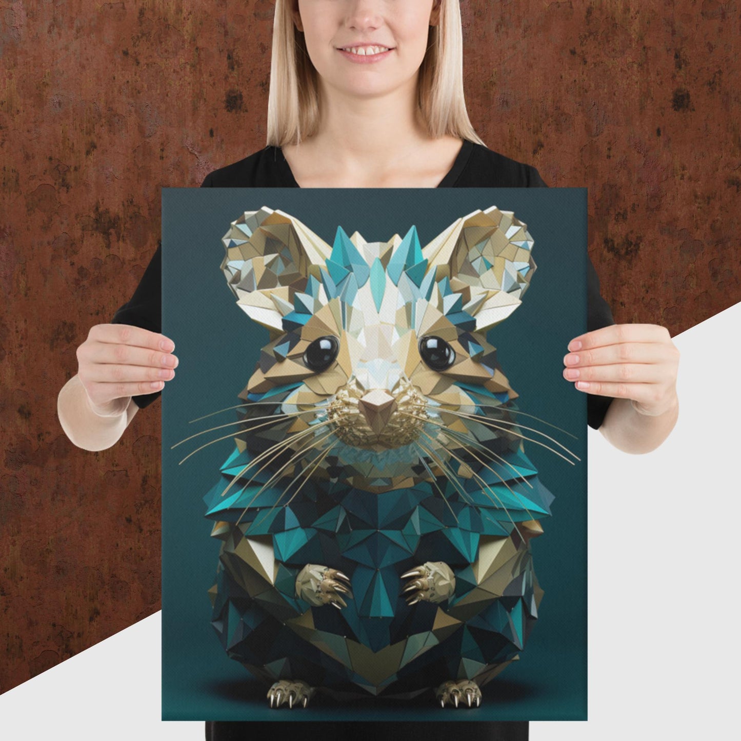 Blue Gold Hamster Canvas Poster