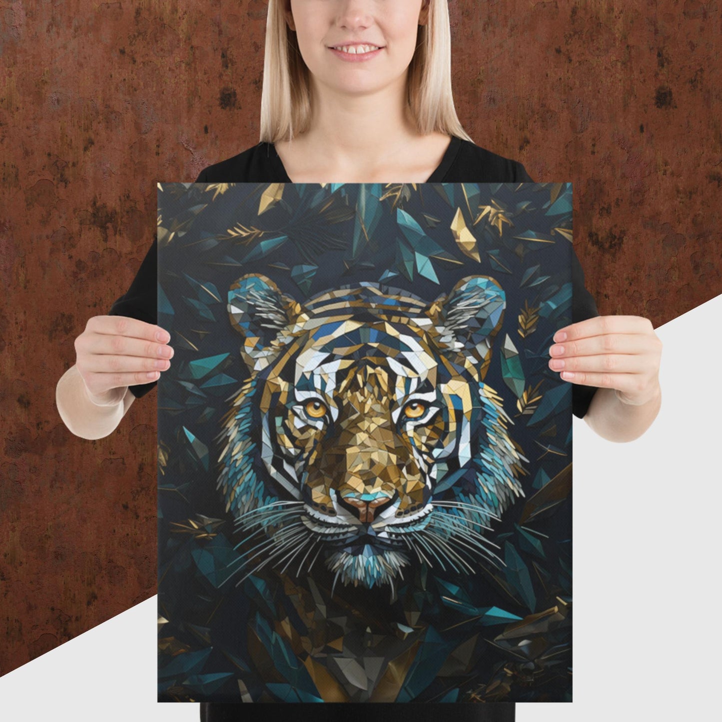 Blue Gold Tiger Canvas Poster