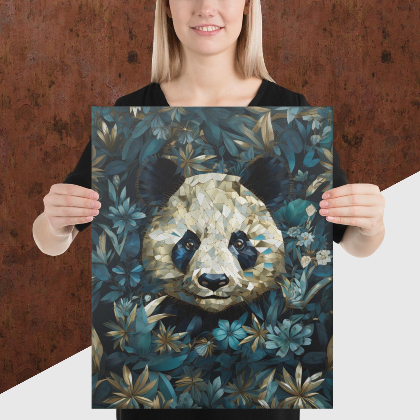 Blue Gold Panda Canvas Poster