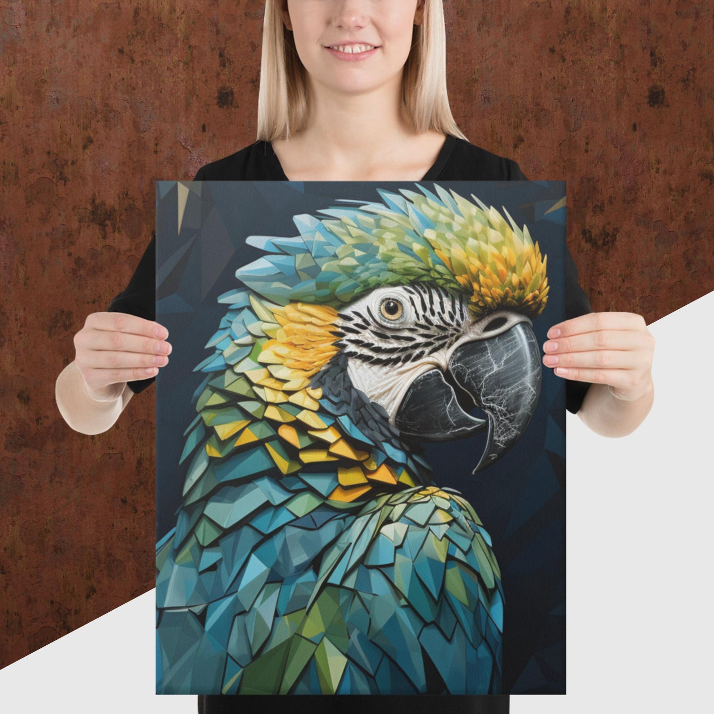 Blue Gold Parrot Canvas Poster