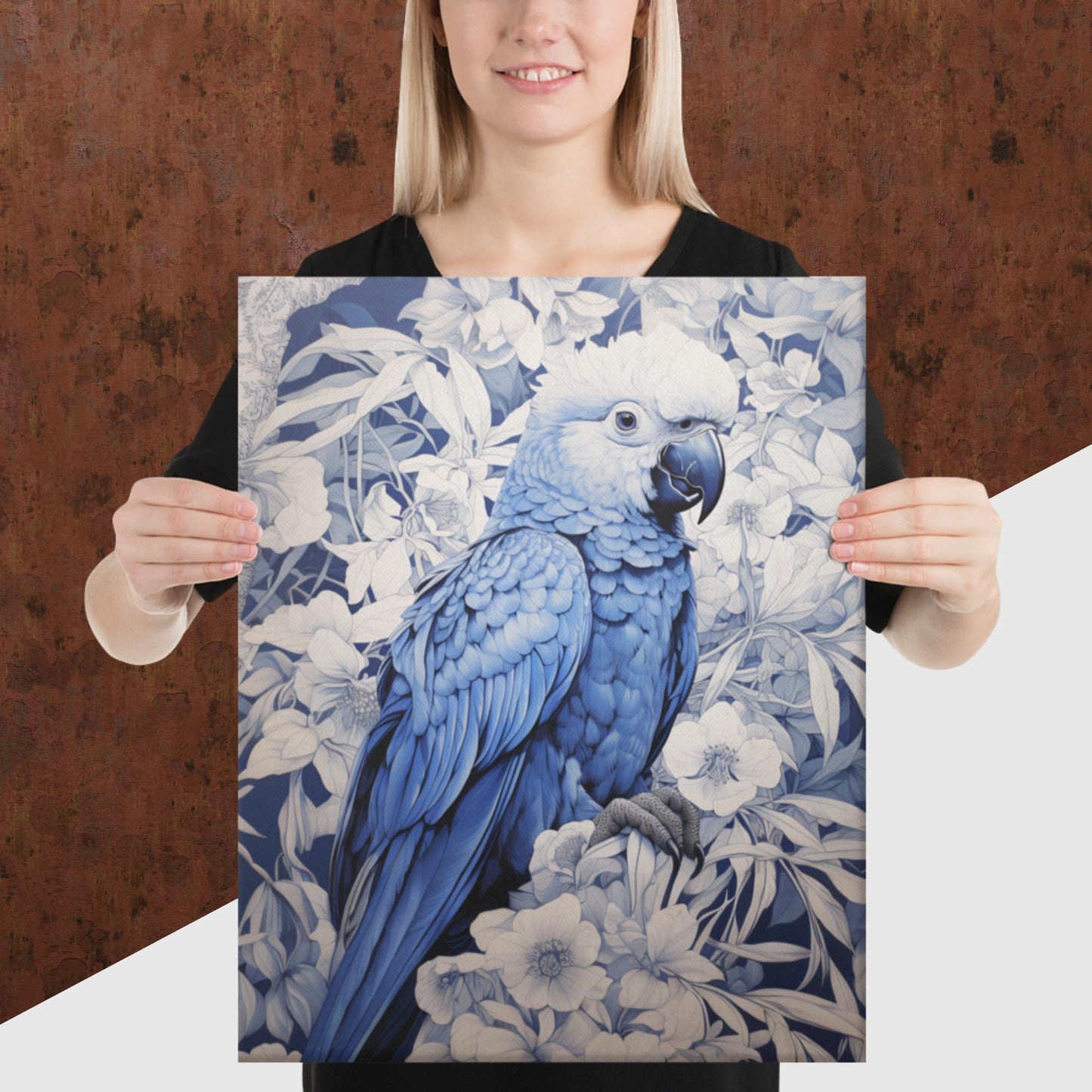 Ukiyo-e Parrot Canvas Poster