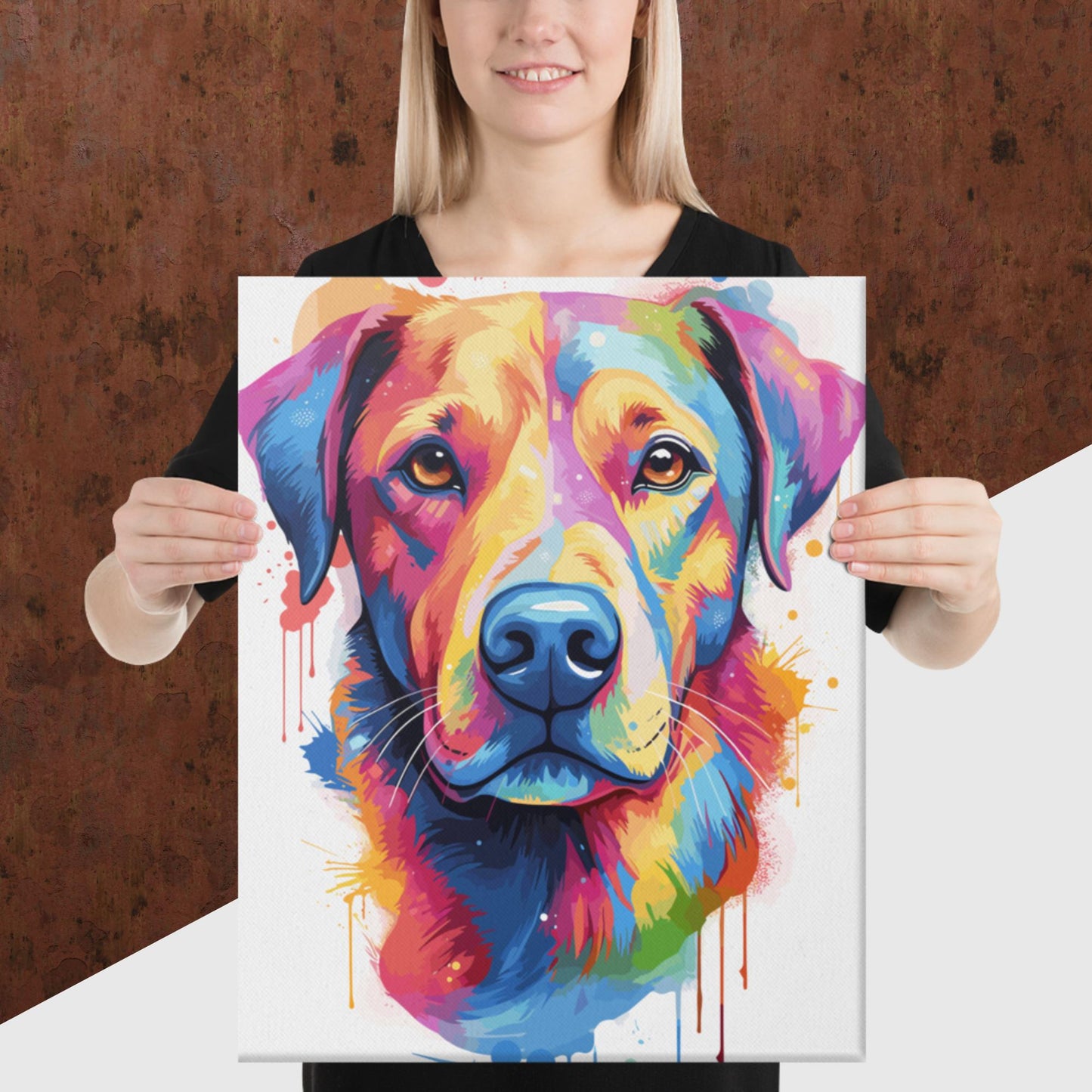 Rainbow Paint Dog Canvas Poster