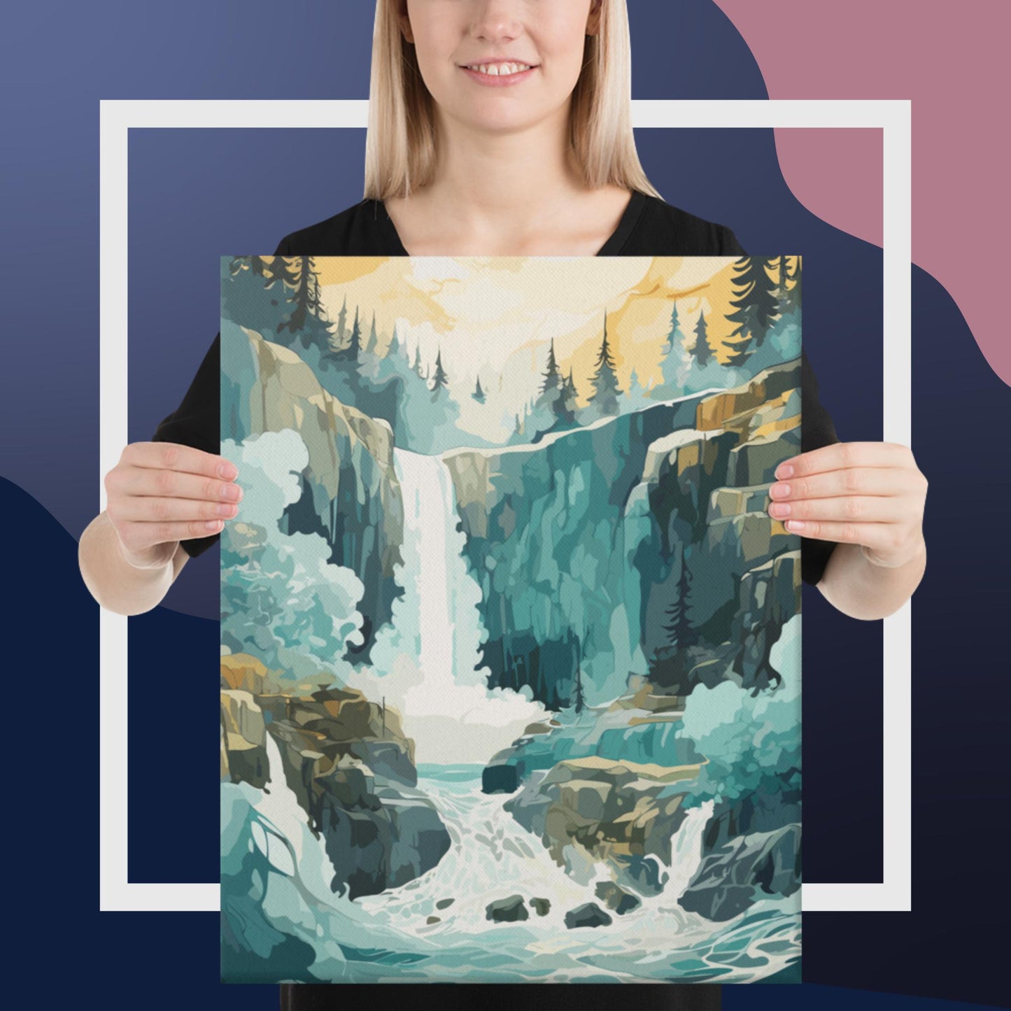 Roaring Forest Waterfall Canvas Poster