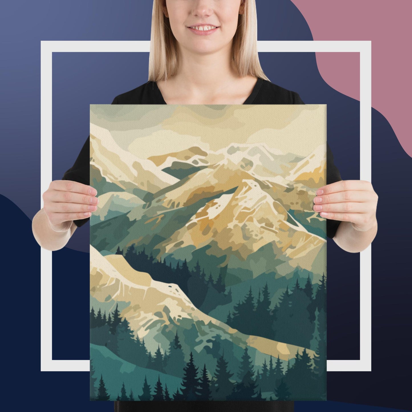 Winter Forest Mountains Canvas Poster